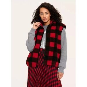 Woolrich × Target Sleeveless Buffalo Check Fleece Vest Medium Red Black
